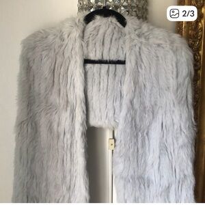 L’agence light gray rabbit fur vest size small /medium